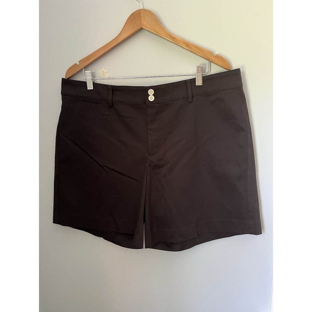 Chaps Women's Black‎ Flat Front High Rise Stretch Casual Shorts Size 18